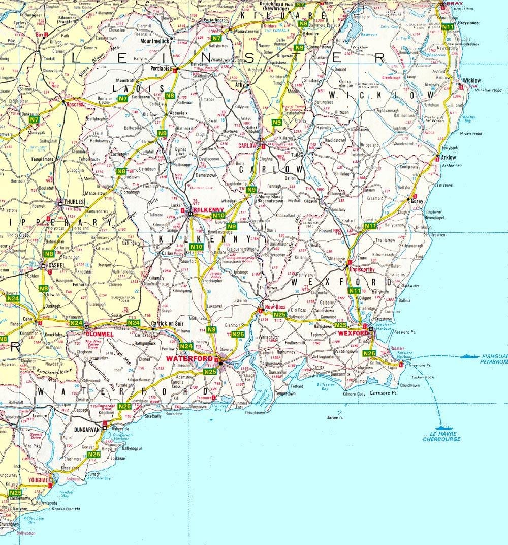 kort over south east irland