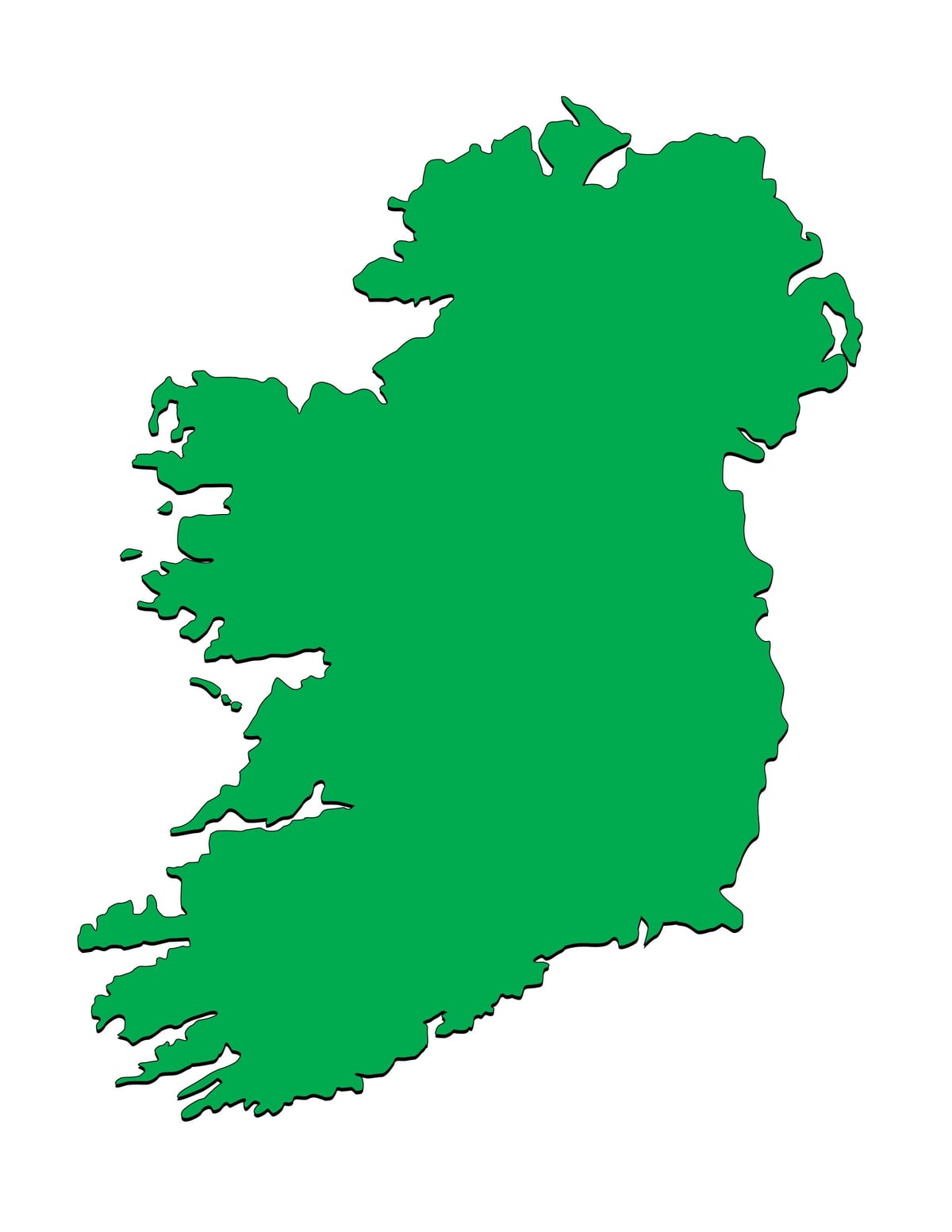 kort over irland skabelon