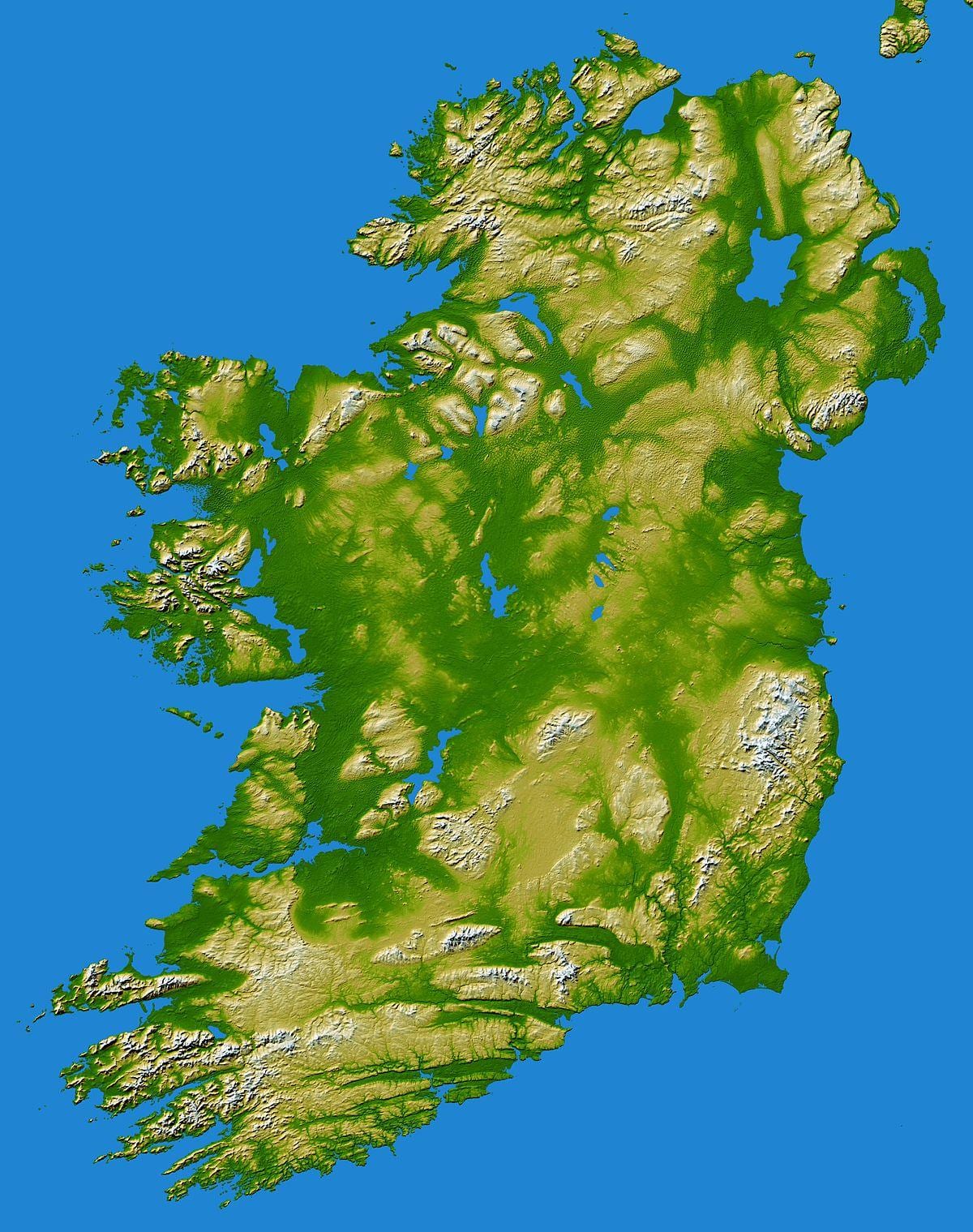 irland bjergkæder kort