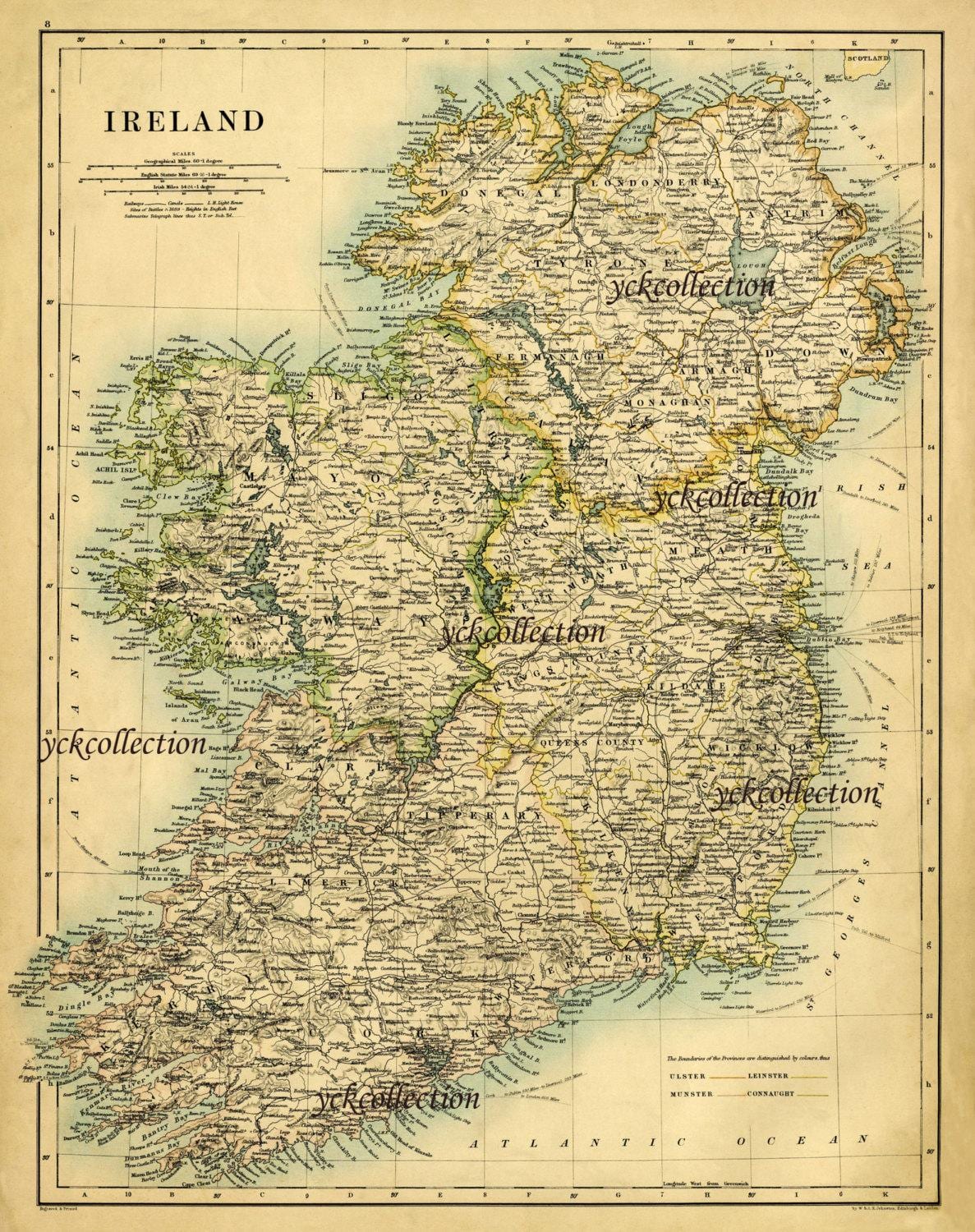 antik kort over irland
