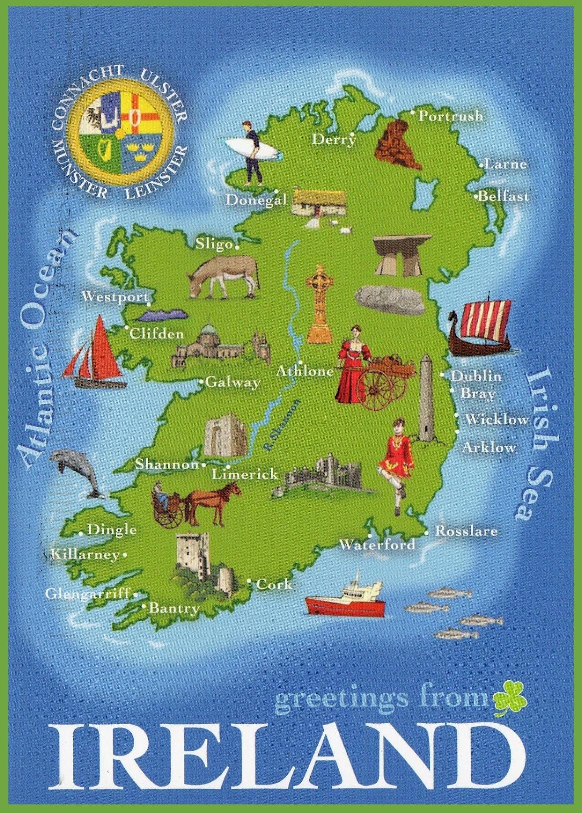 kort over irland top-attraktioner