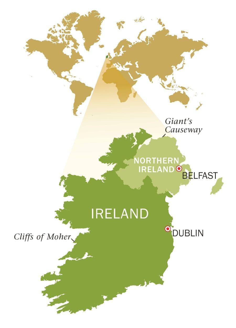 kort over emerald isle irland