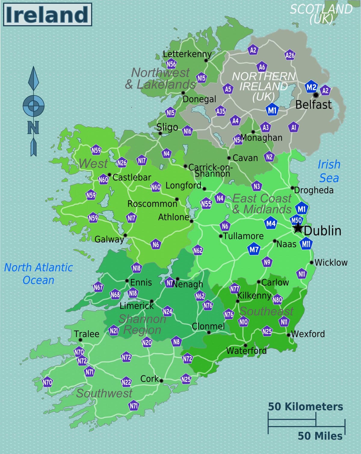 kort af farverige kort over irland