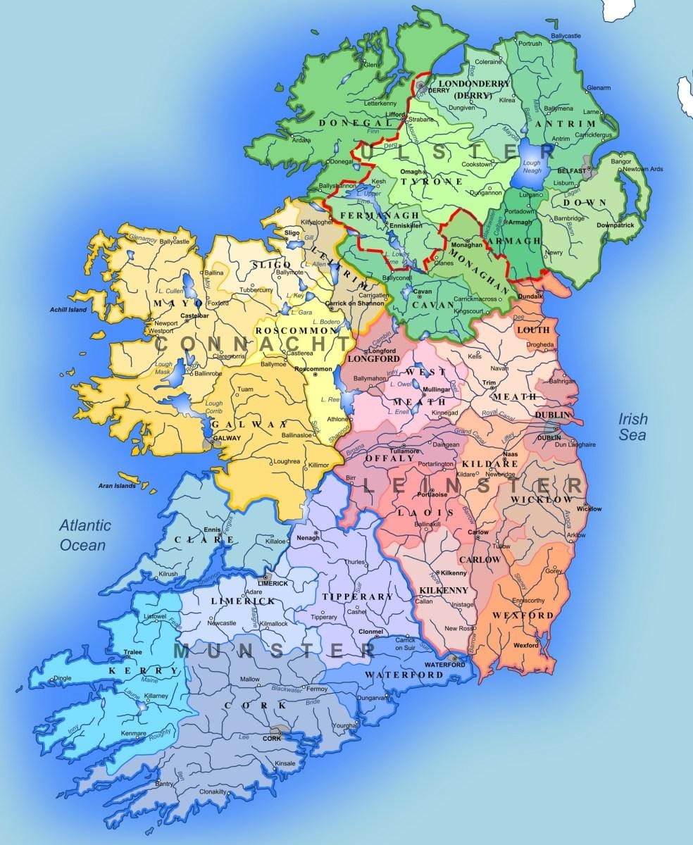 kort over floder af irland kort til børn