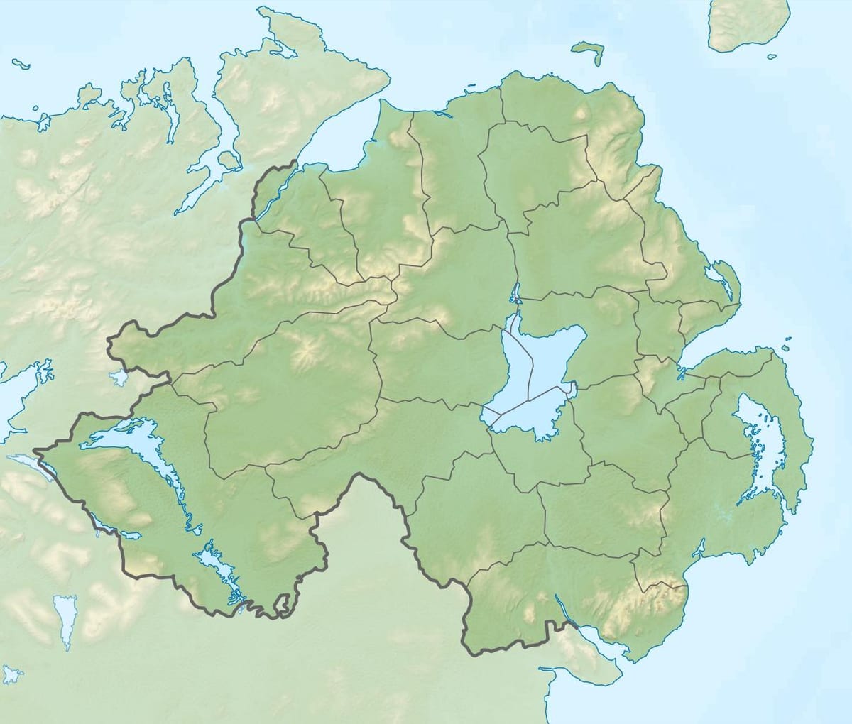 kort over den fysiske kort over nordirland