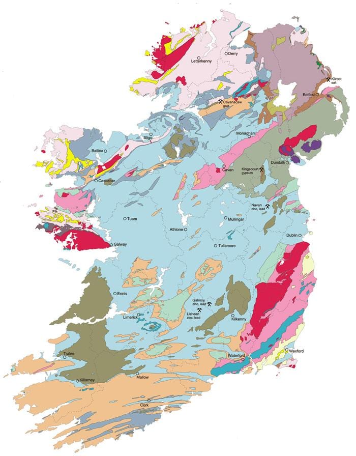 kort over geologiske kort over irland