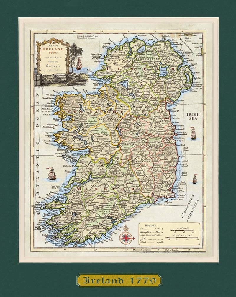 kort af indrammede kort over irland