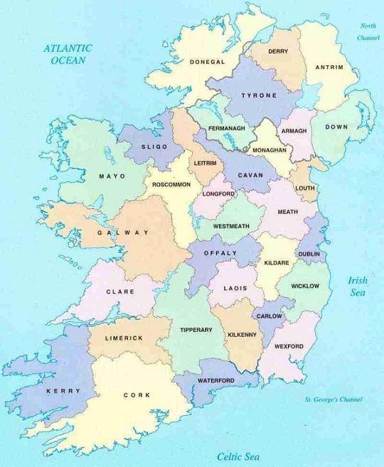 kort over irland b&b