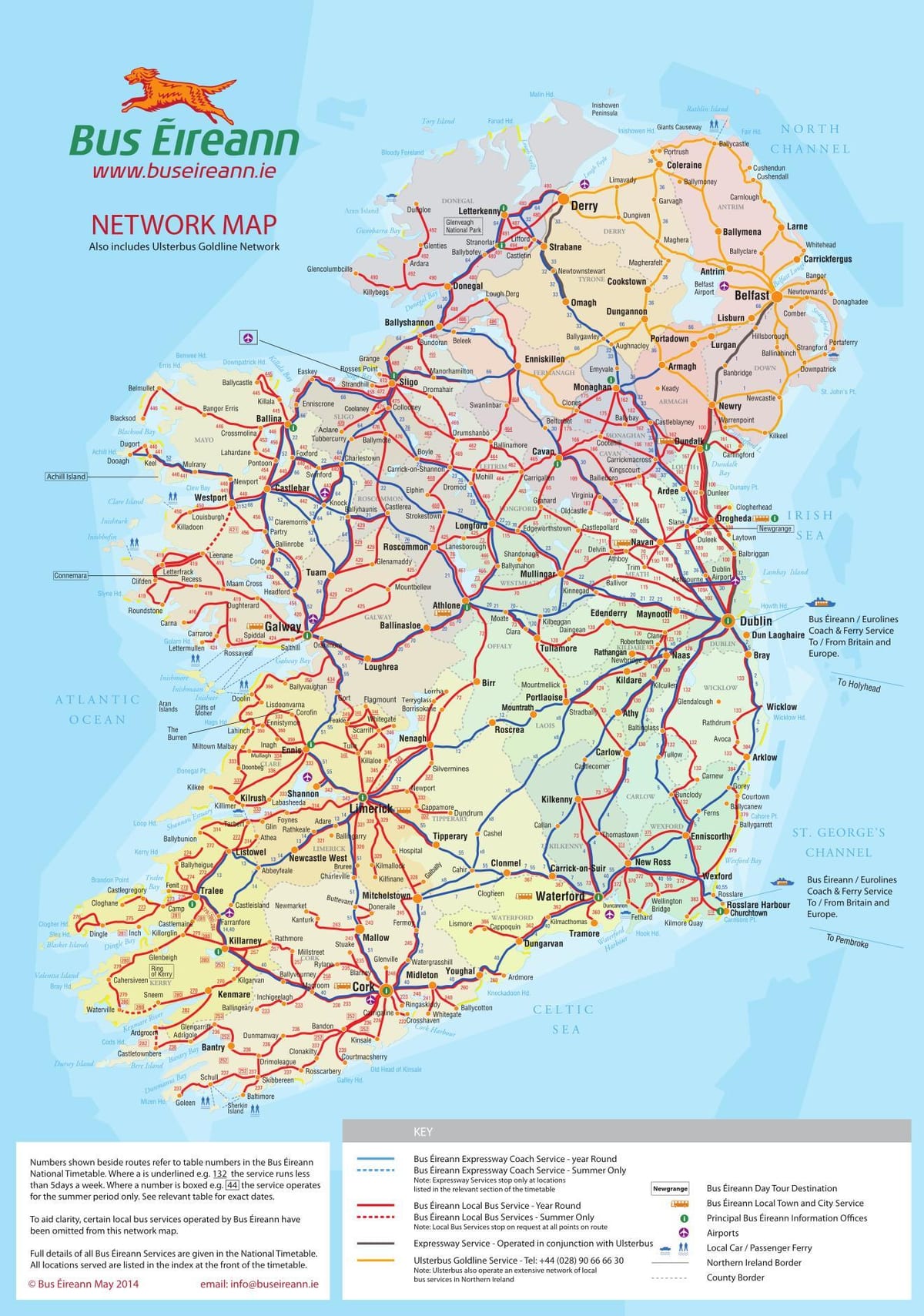 irland busruter kort