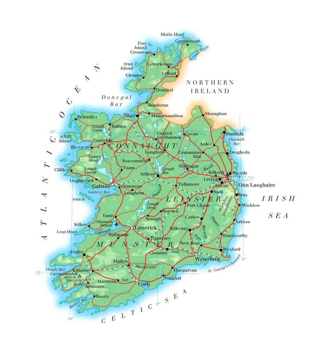 kort over irland højde 