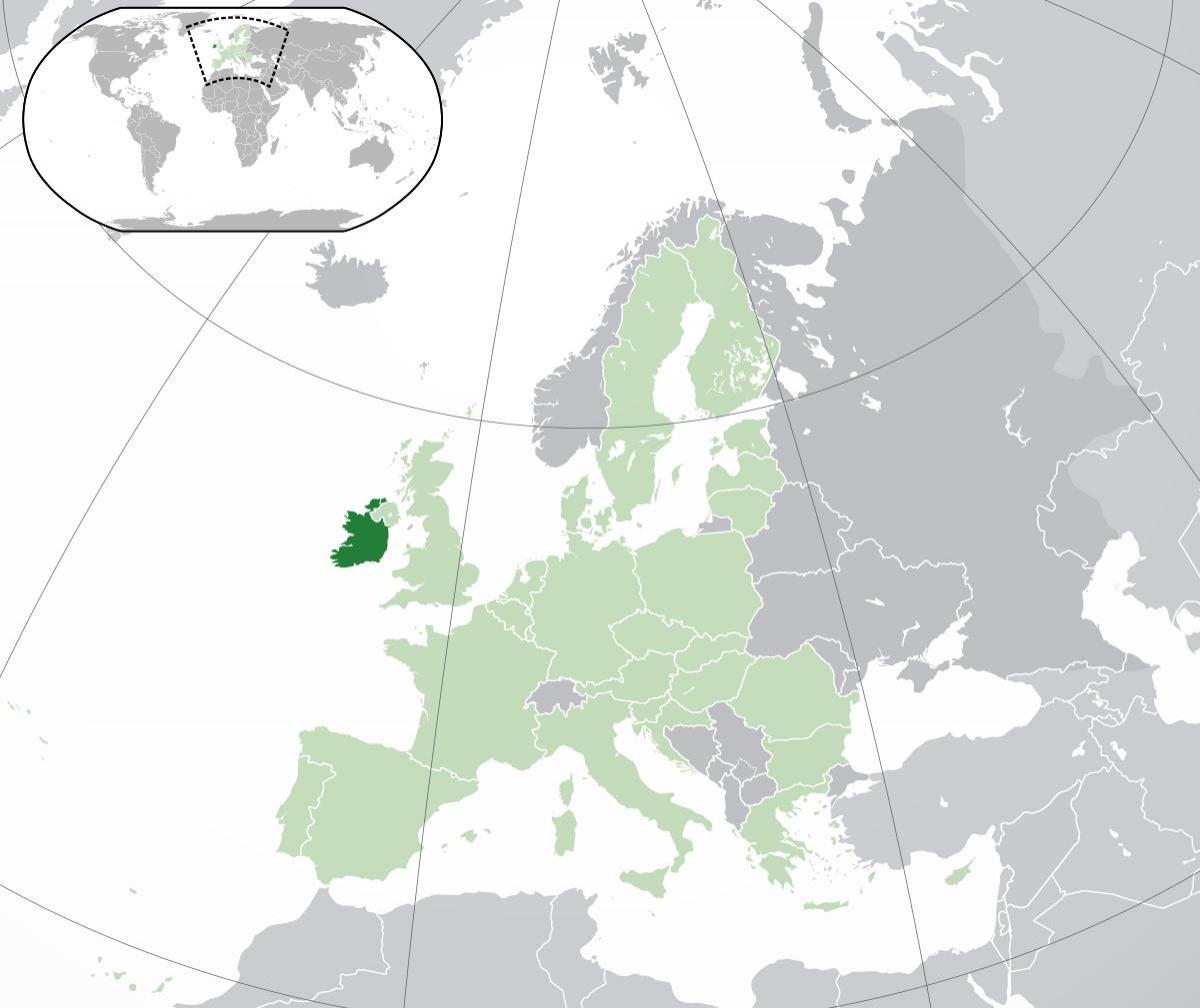 irland kort i verden kort