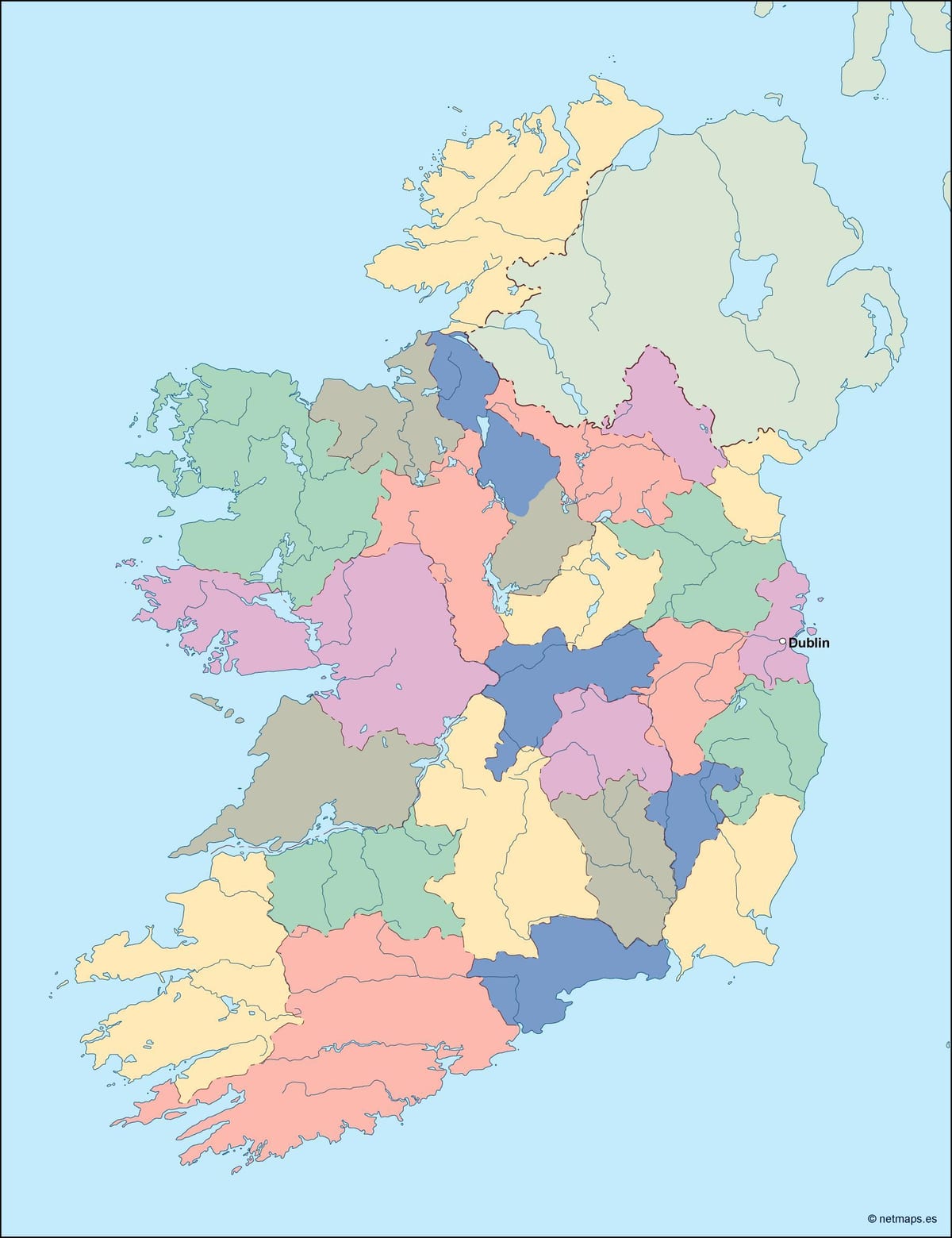 kort over irland kort vektor