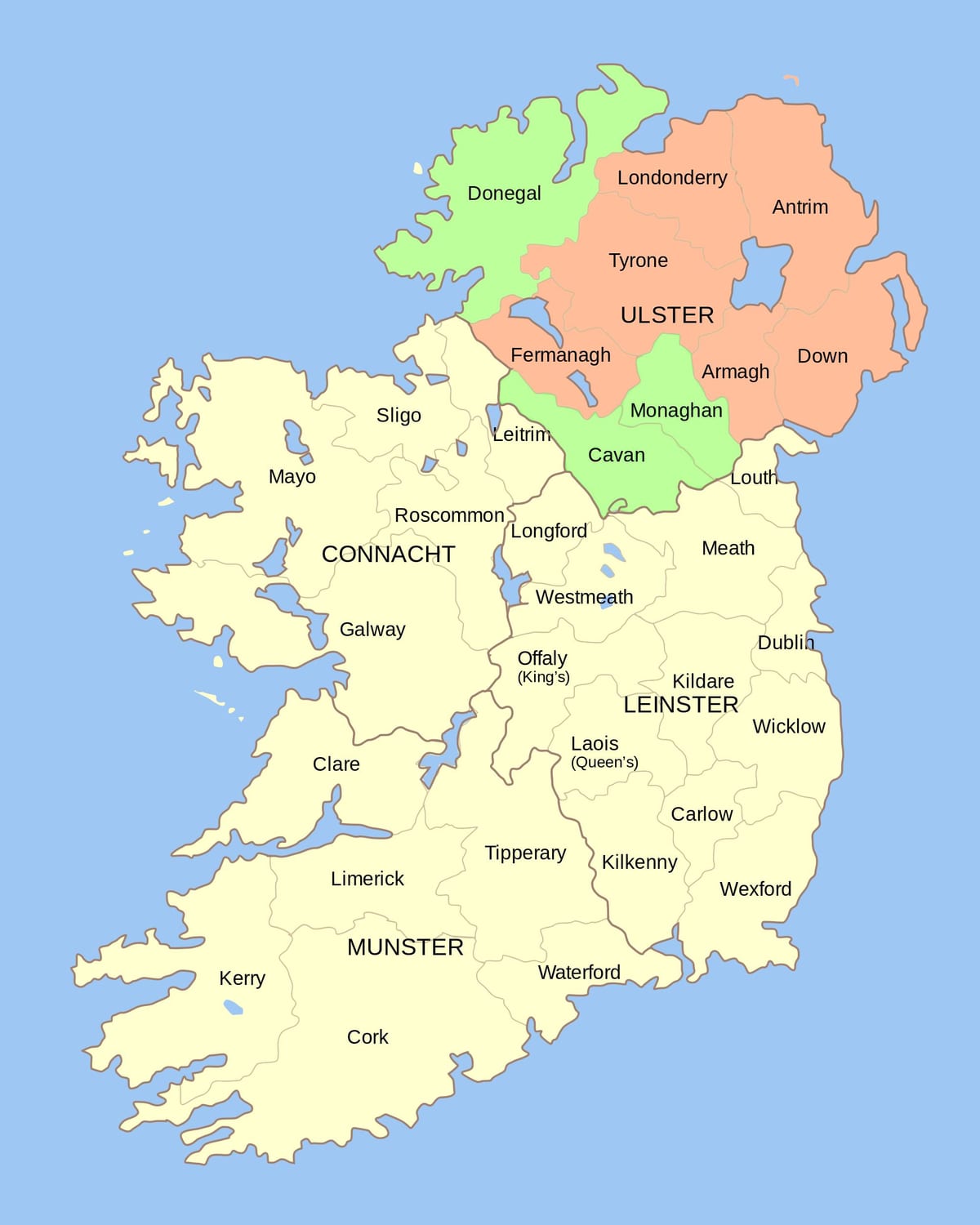 kort over irland landmærker