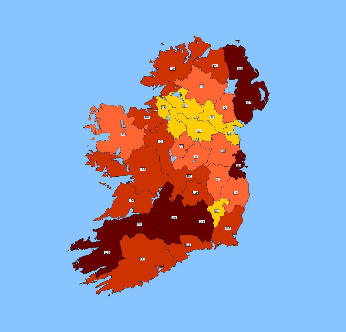 kort over irland postnummer