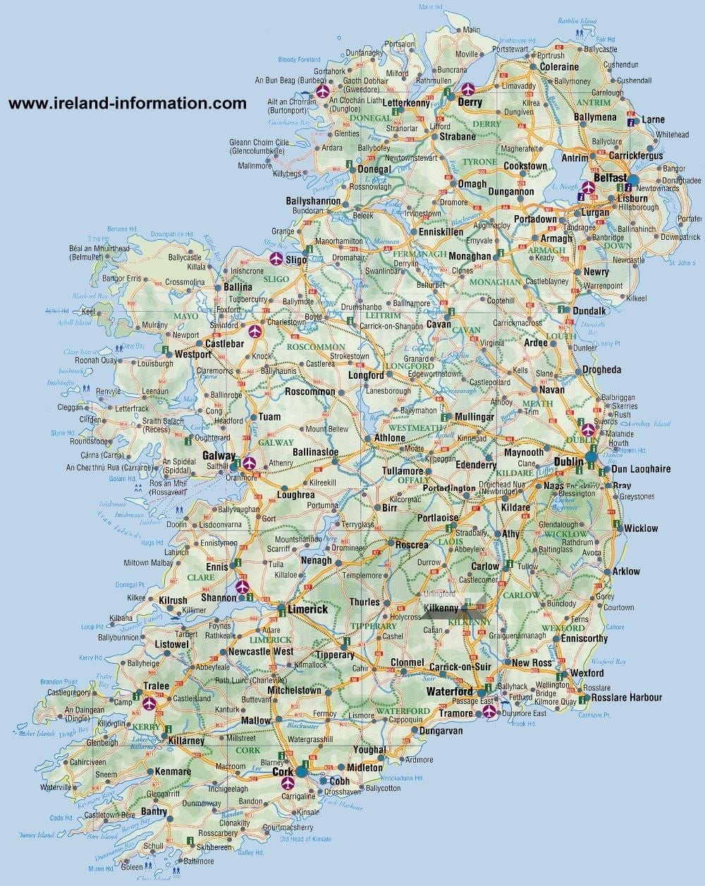 irland kort rejse