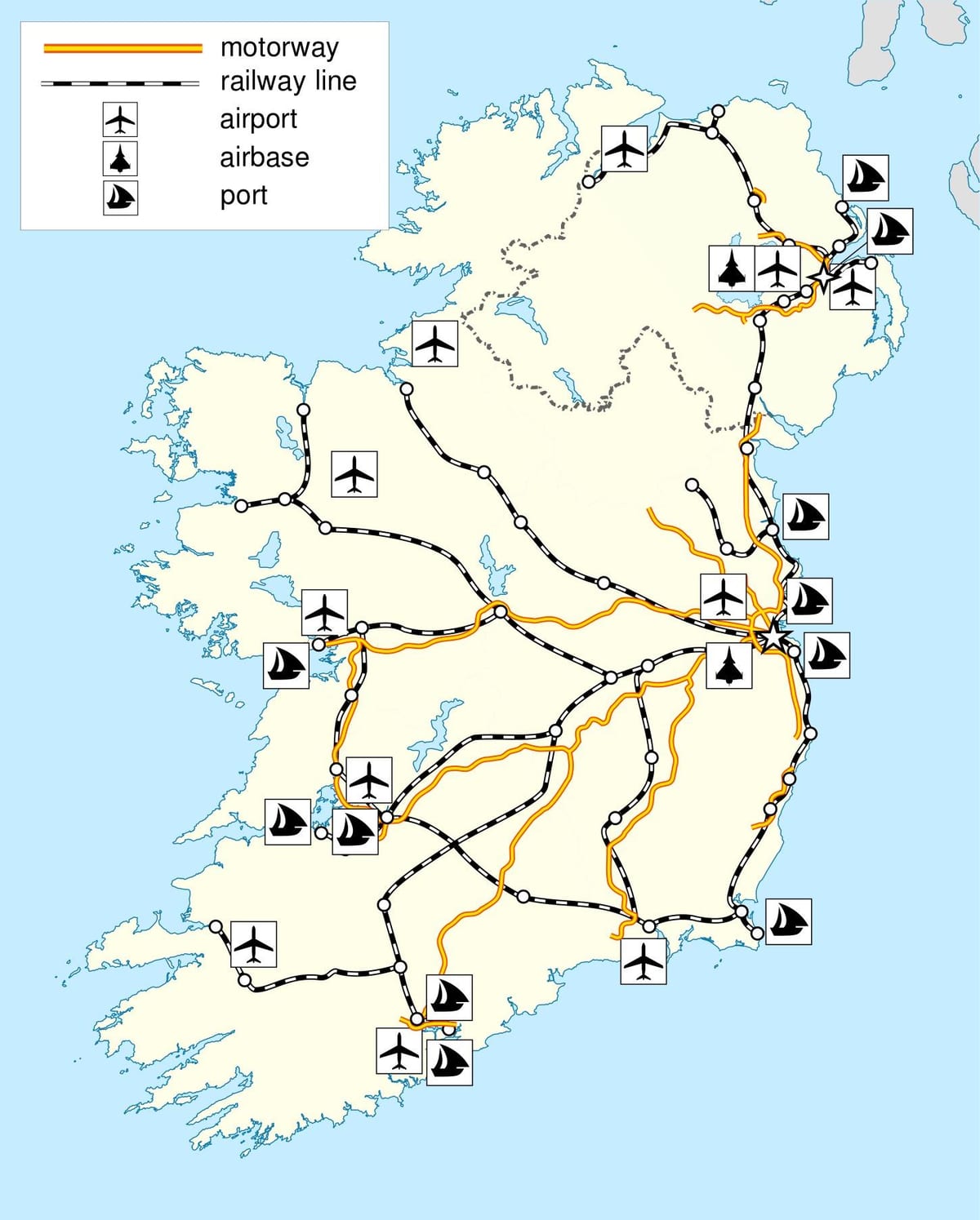kort over irland transport