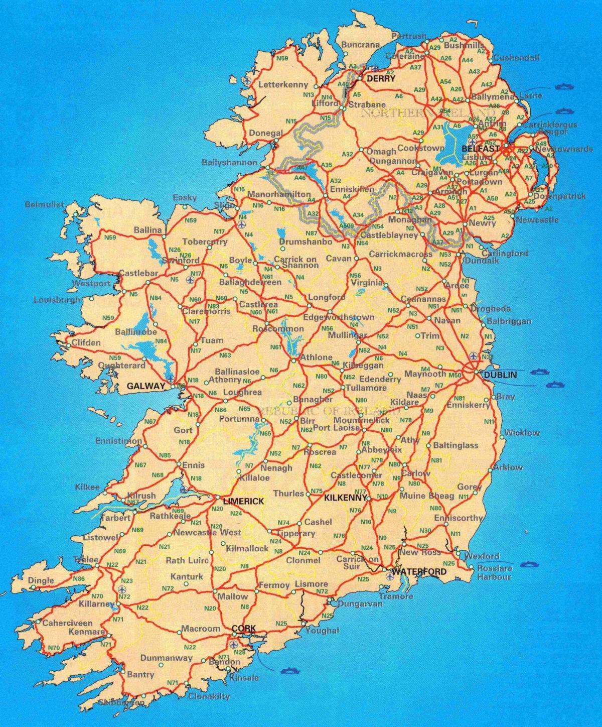 gratis vej kort over irland