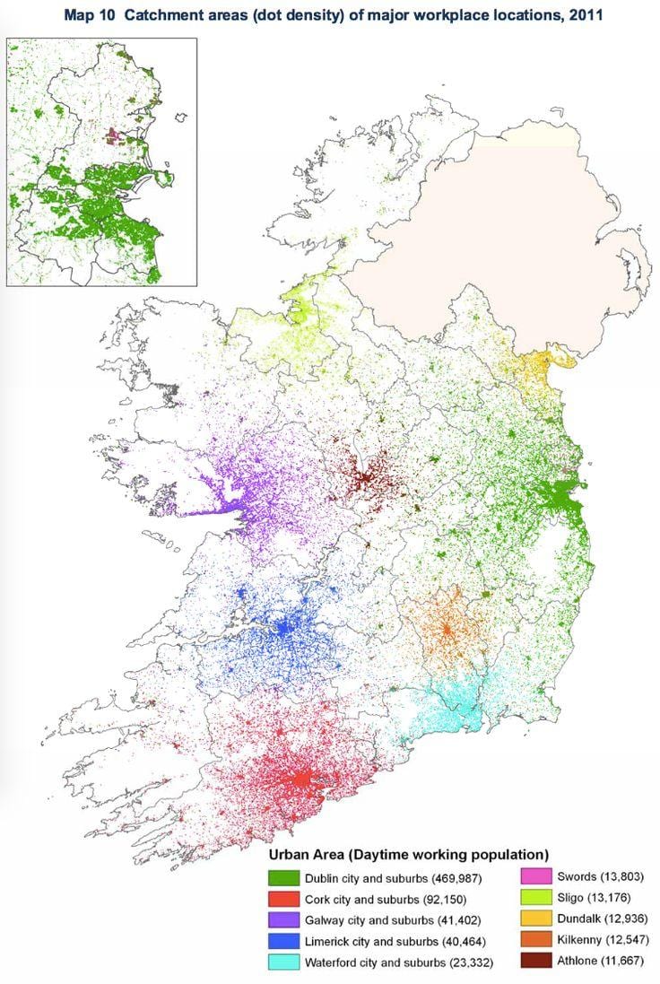 irland befolkningstæthed kort