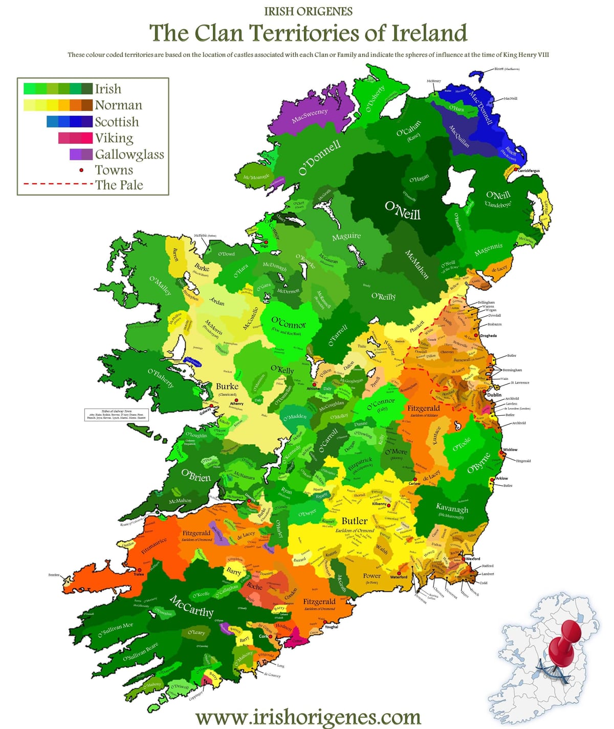 kort af clan kort over irland