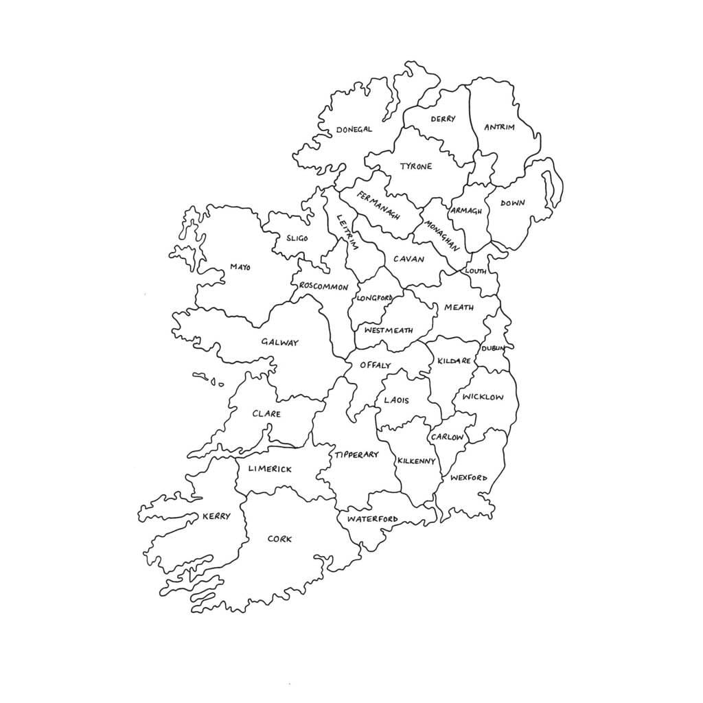 kort over konturkort irland