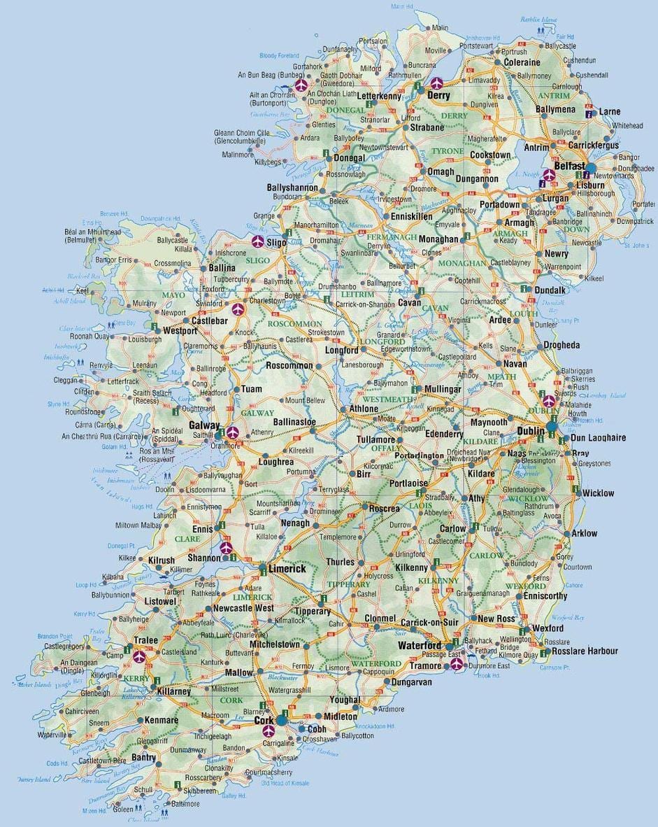 kort af kort over irland bog