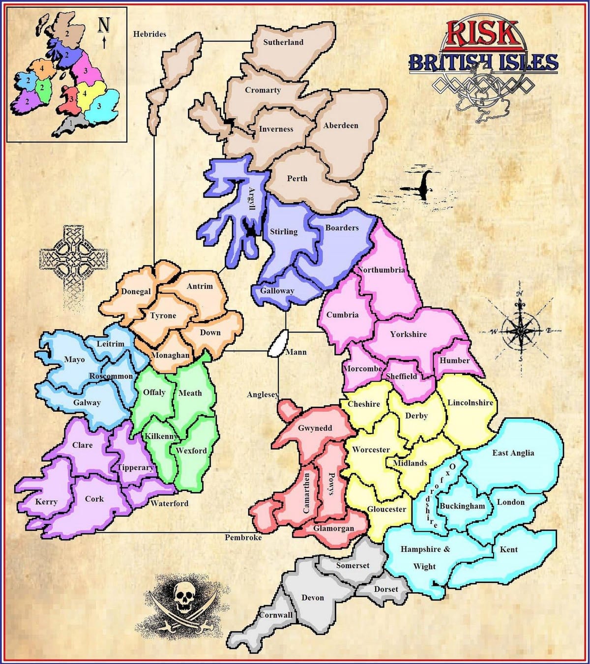kort af kort over irland spil