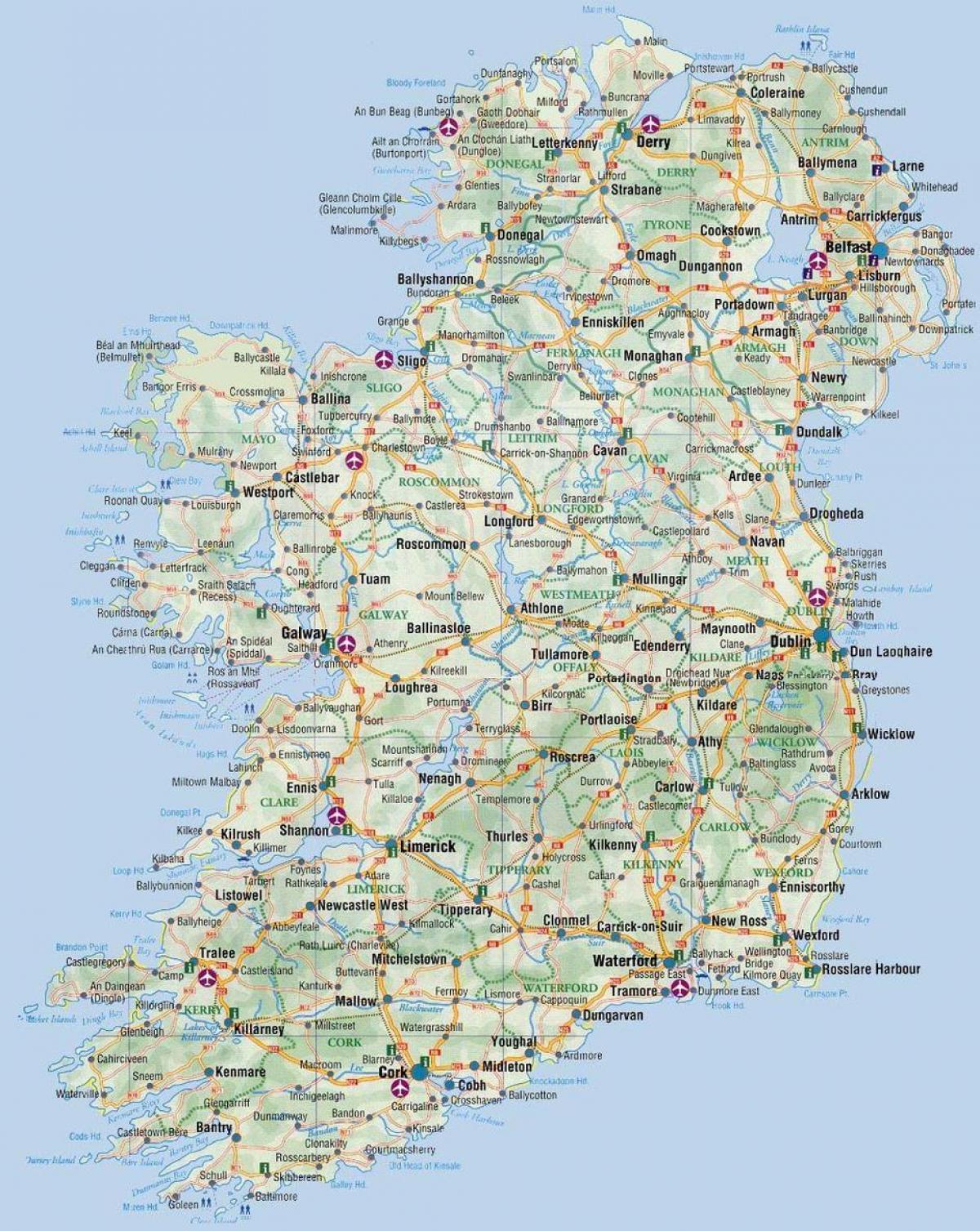 et kort over irland