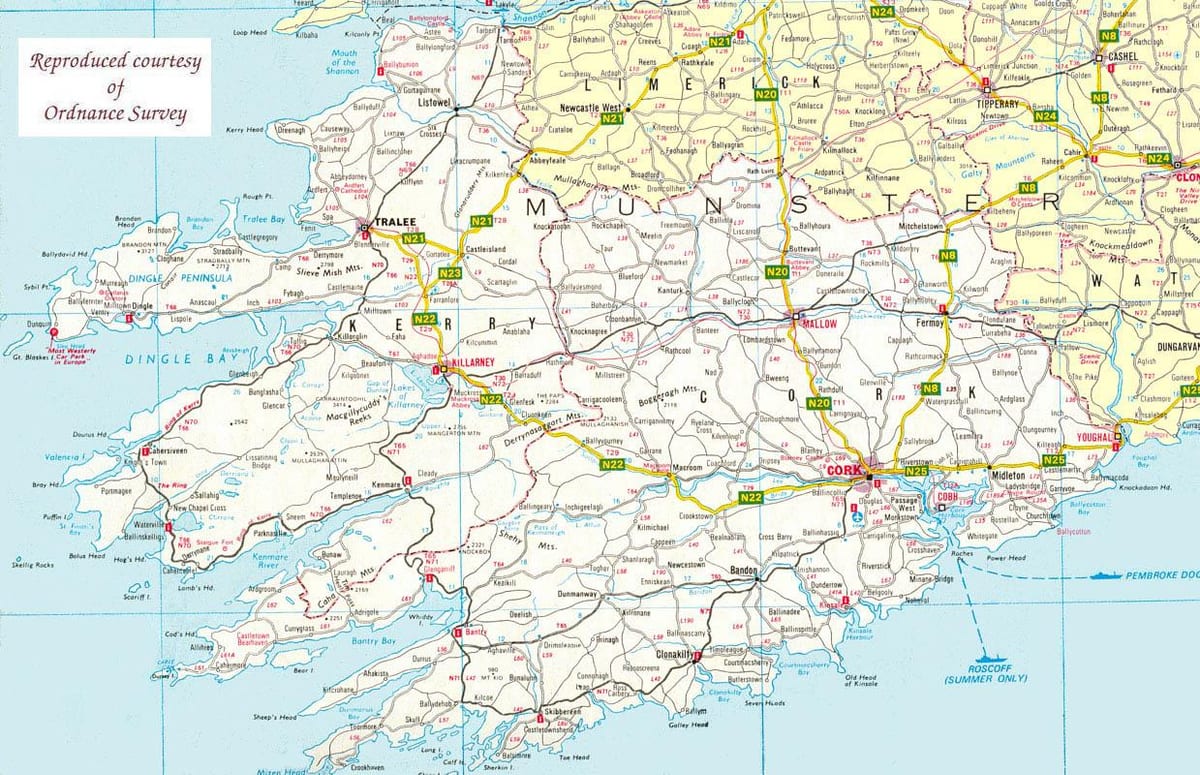 kort af kort over nord-vest for irland