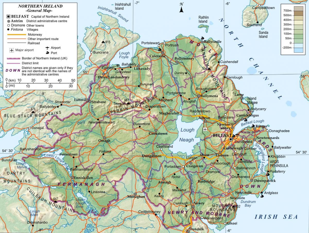 et kort over nordirland