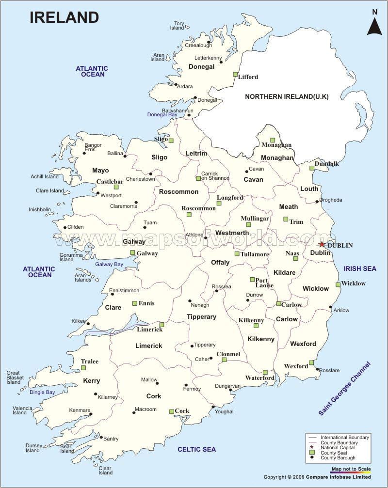 kort over politisk kort over irland