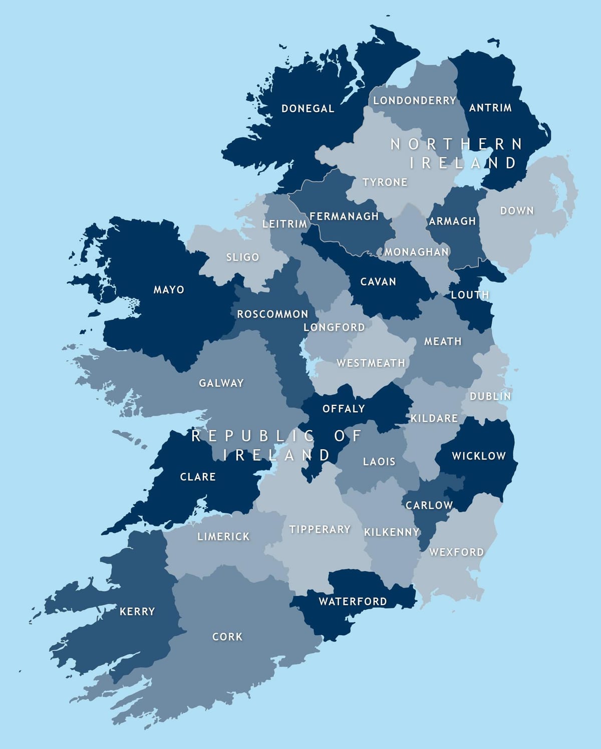 kort over redigerbare kort over irland