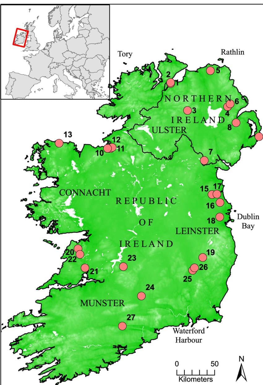 kort over søer i irland