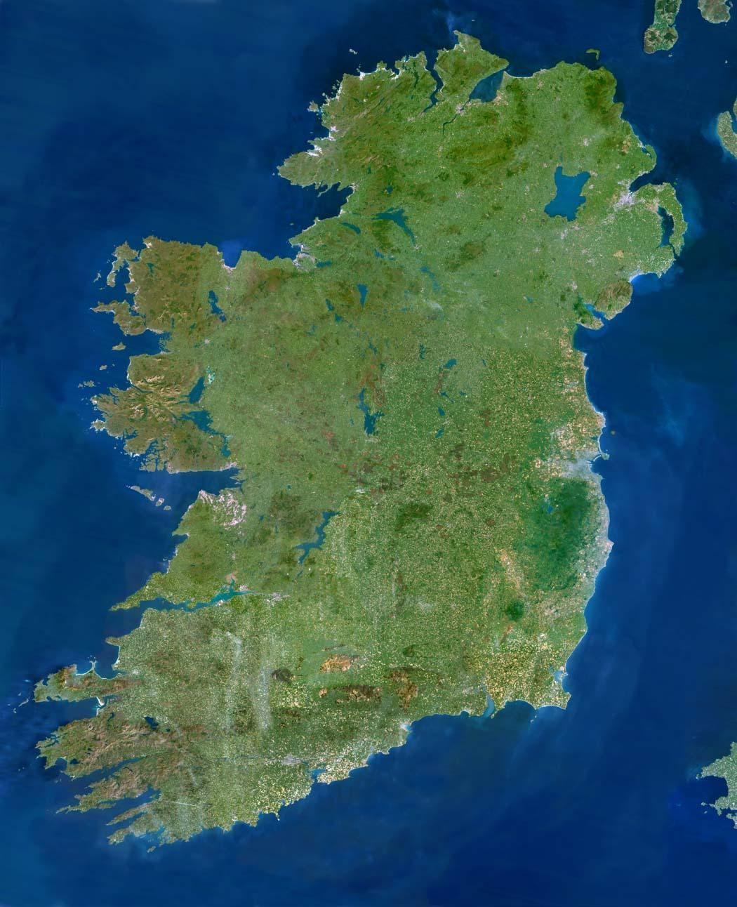 kort over satellit-kort over irland