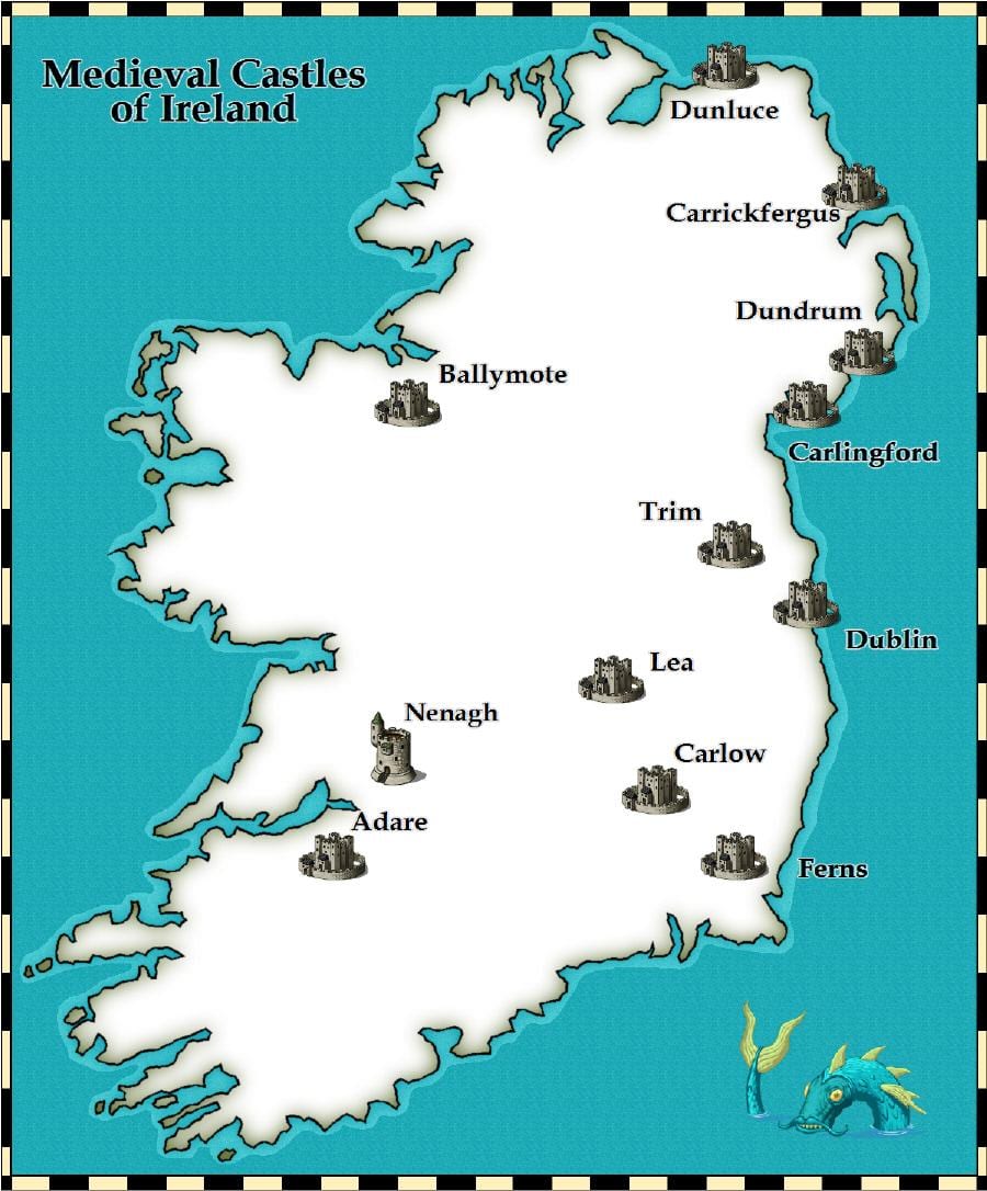 kort over slotte i irland