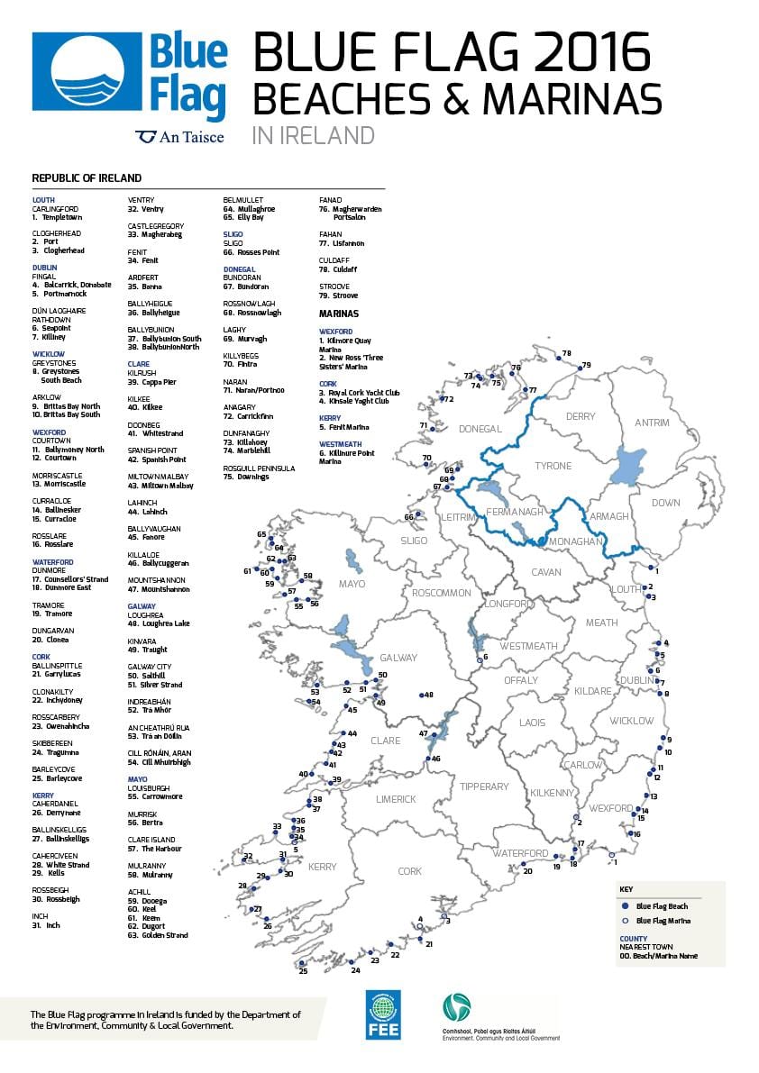bedste strande i irland kort