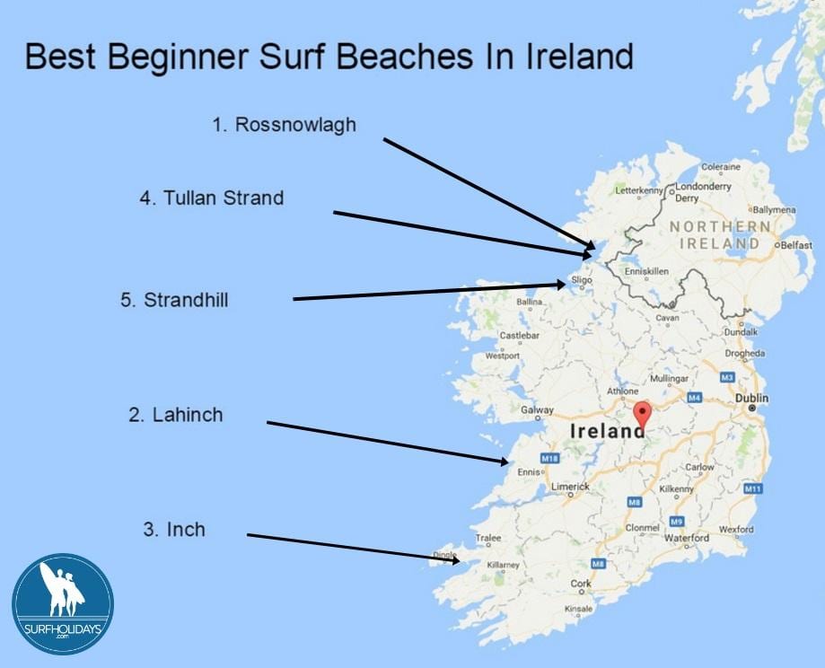 kort over surfing i irland