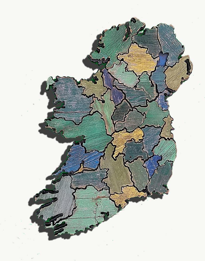 kort af træ-kort over irland