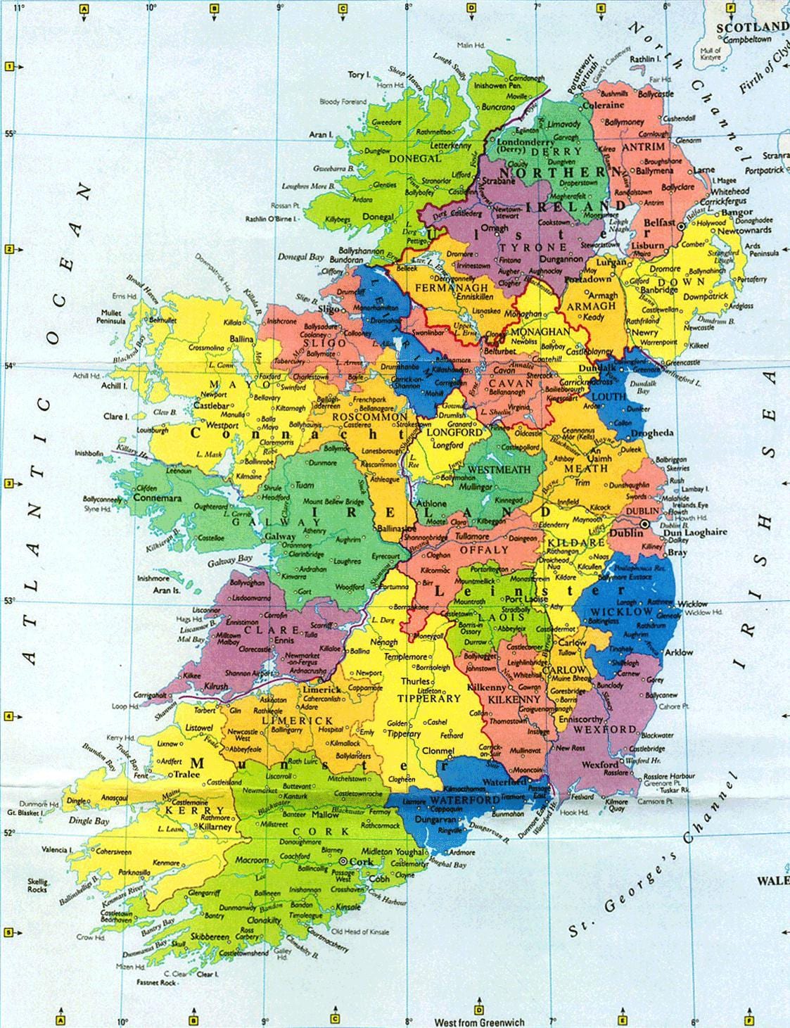 store mur, kort over irland