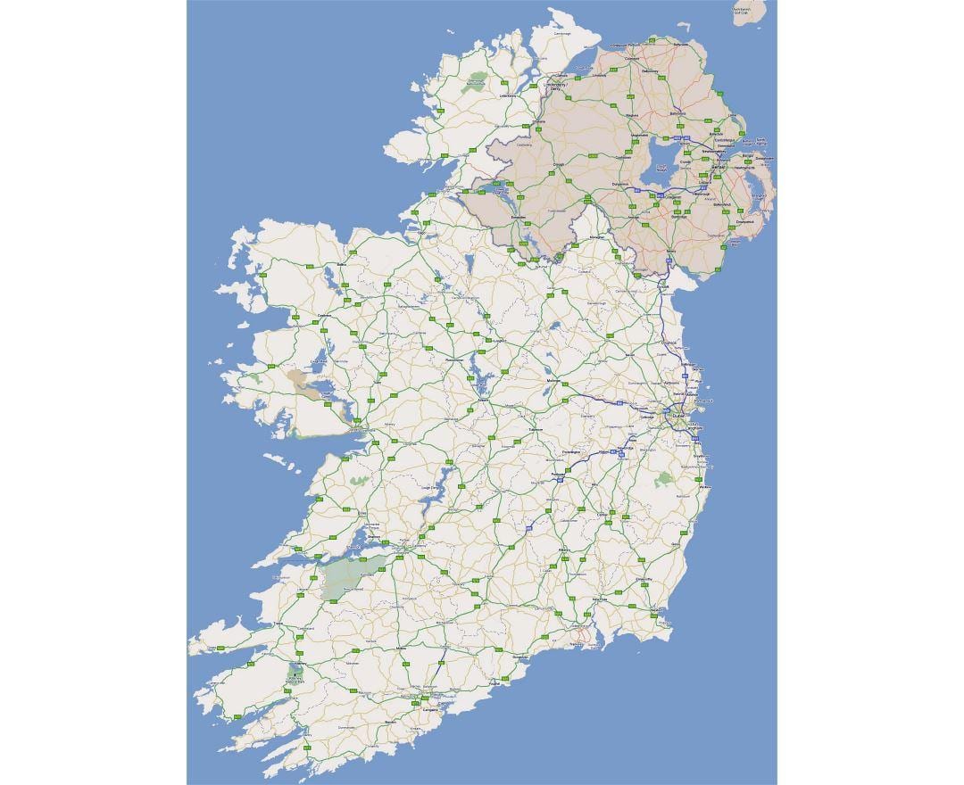 kort vej kort over den vestlige del af irland