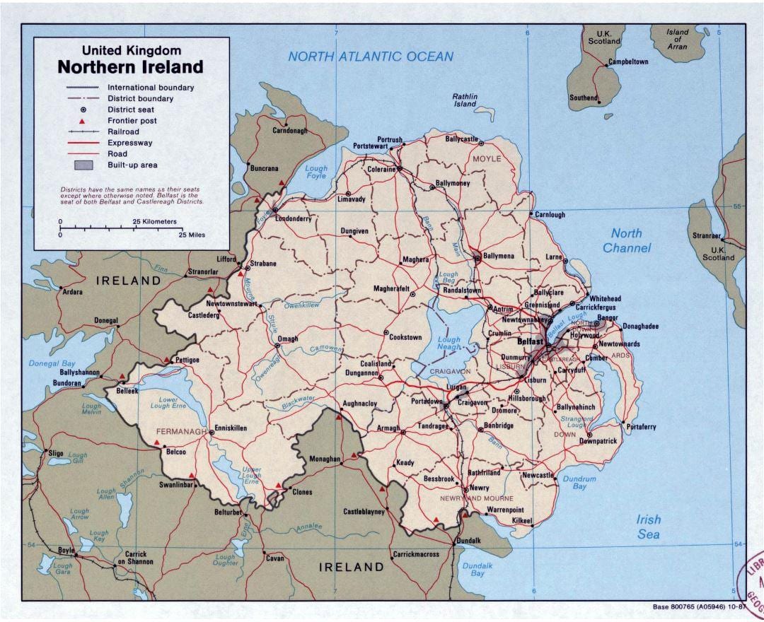 kort vej kort over irland og nordirland
