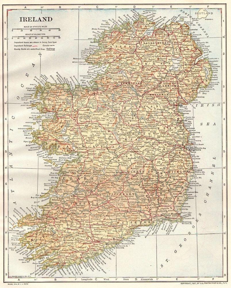 irland vintage kort