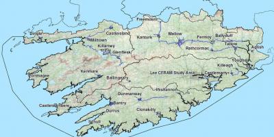 Detaljeret kort over den vestlige del af irland