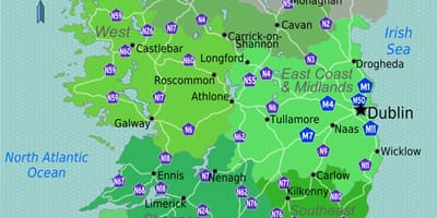 Kort af farverige kort over irland