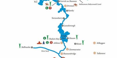 Kort over floden shannon, irland kort