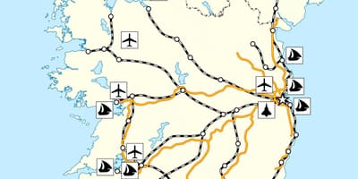 Kort over irland transport
