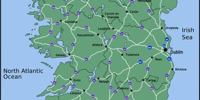 Kort kørsel kort over irland afstand