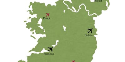 Kort over det sydlige irland lufthavne