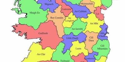 Kort over irland med amtet navne