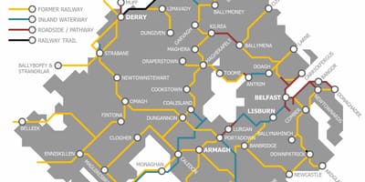 Kort over det nordlige irland jernbanenet