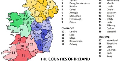 Kort over irland viser provinser
